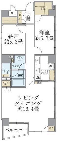 麹町レジデンス(1SLDK/3階)の間取り写真