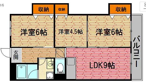 ルービンスくるめ木(3LDK/2階)の間取り写真