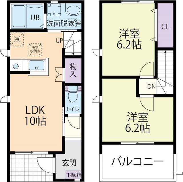 SUNNY RESIDENCE A(2LDK/1階)の間取り写真