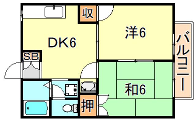 プラザ朝霧(2LDK/2階)の間取り写真