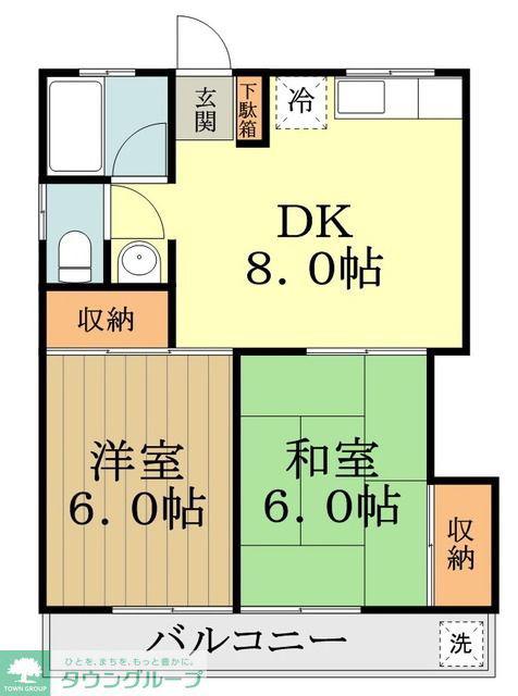 サンハイム(2DK/1階)の間取り写真