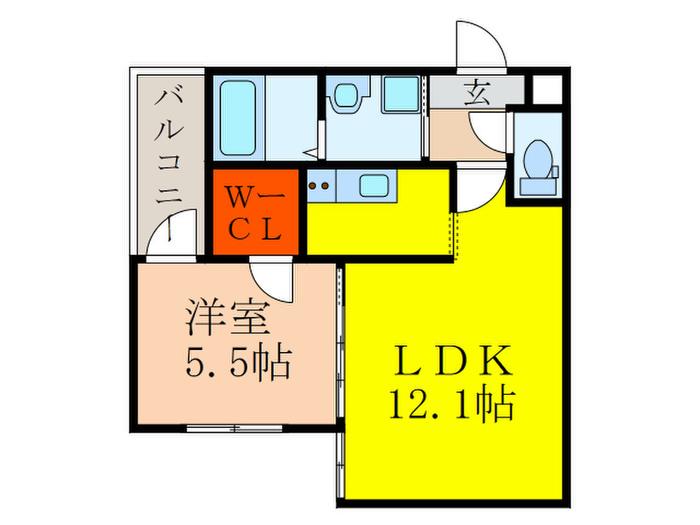 フジパレス吹田清和園V番館(1LDK/2階)の間取り写真
