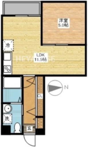 ビスタ長崎(1LDK/3階)の間取り写真