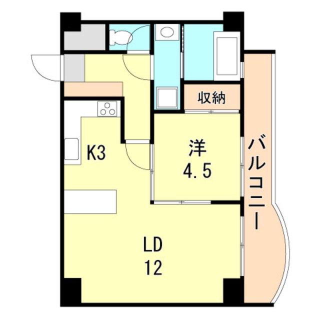 エルジャン芦屋(1LDK/3階)の間取り写真