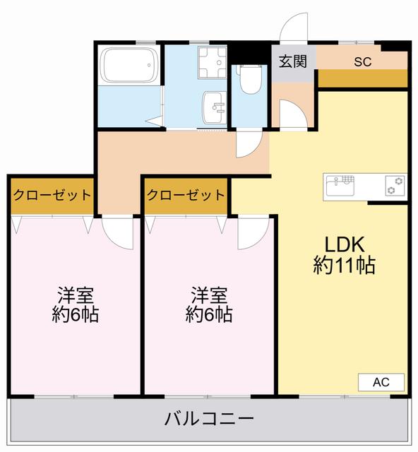 メゾンサトウ(2LDK/2階)の間取り写真
