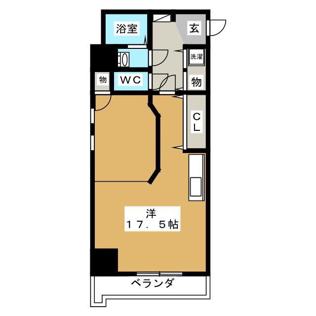 大安ヒルズ(ワンルーム/1階)の間取り写真