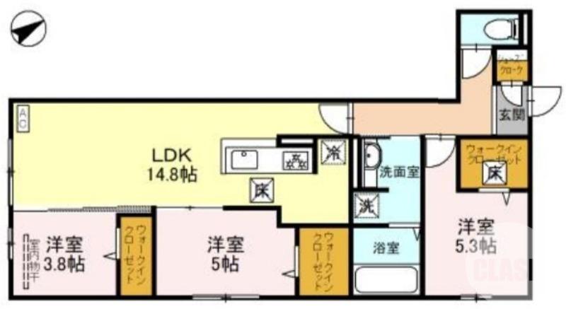 OESTE CASA(3LDK/1階)の間取り写真