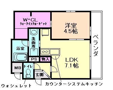 CITY SPIRE十三東(1LDK/7階)の間取り写真