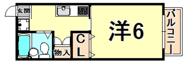 シティーハイムケント(1K/2階)の間取り写真