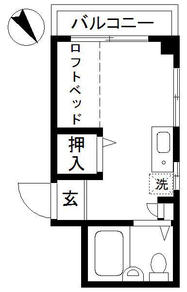 クレストワン(ワンルーム/3階)の間取り写真