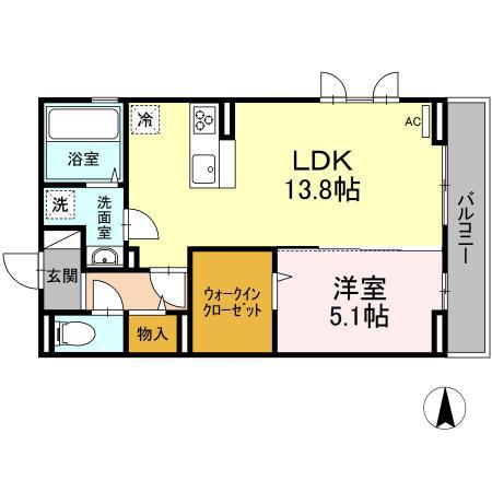 プリムローズ・D(1LDK/1階)の間取り写真