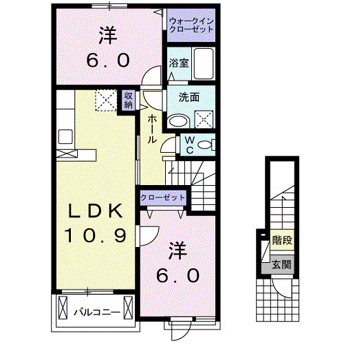 グランド ソレイユIII(2LDK/2階)の間取り写真