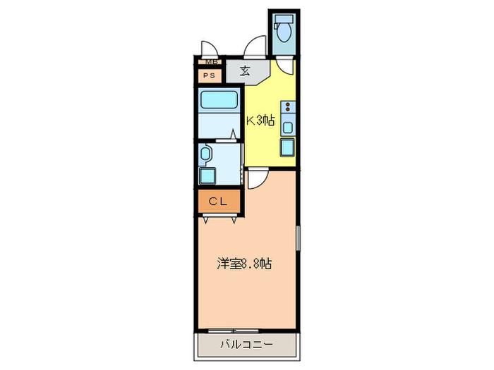 フジパレス宝塚南I番館(1K/3階)の間取り写真