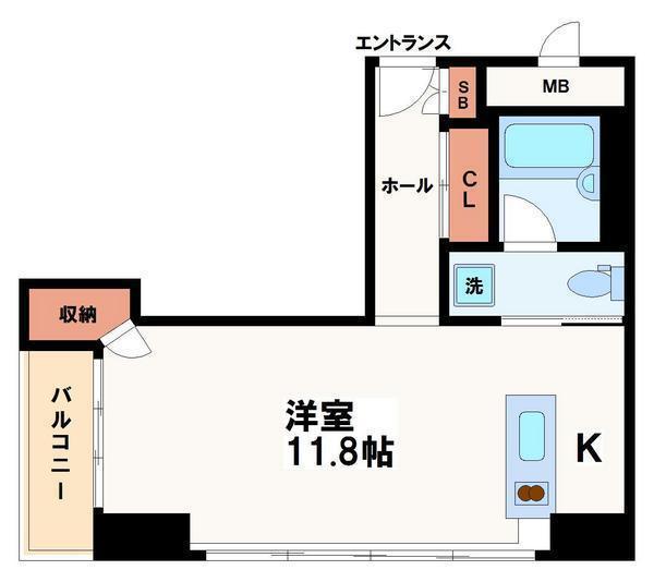 クリスタルブライト本町東(ワンルーム/4階)の間取り写真