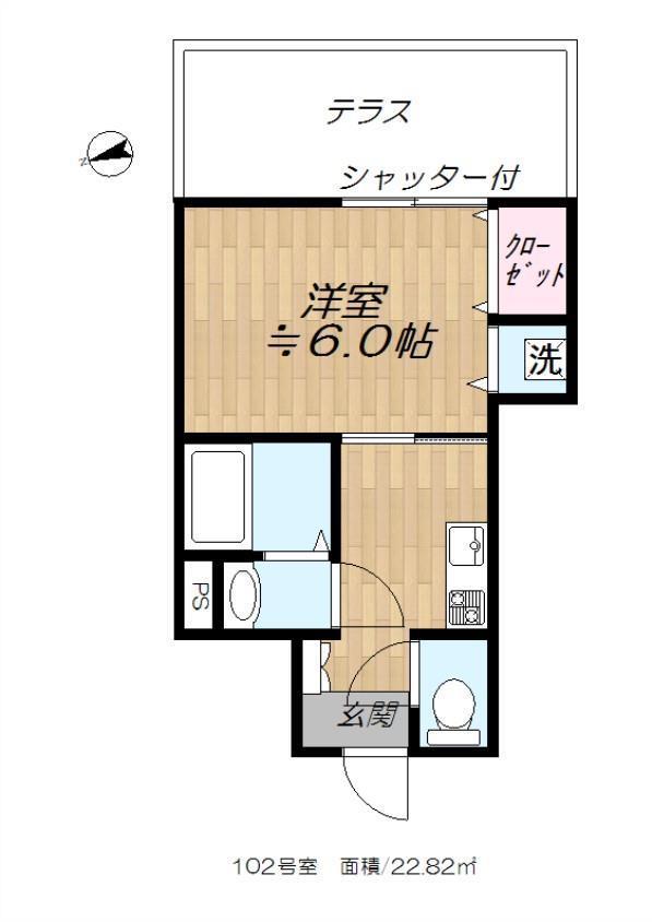 ハレオココ(1K/1階)の間取り写真