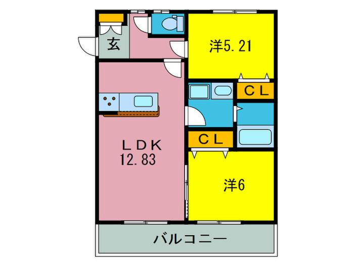 アッツ・コート松原三宅FAMILIAR北館(2LDK/3階)の間取り写真