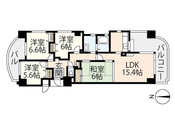 アスティア幟町(4LDK/2階)の間取り写真