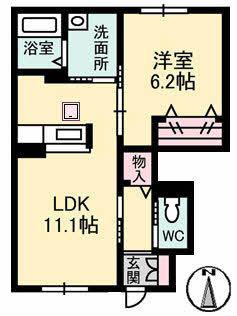 シャーメゾン晟(1LDK/1階)の間取り写真