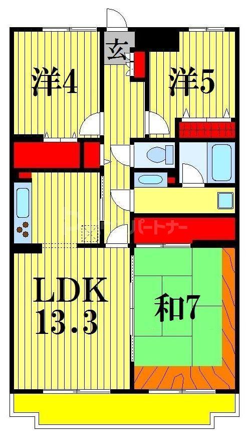 市川東レジデンス(3LDK/9階)の間取り写真