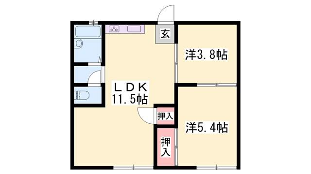 ファミーユ金澤(2LDK/1階)の間取り写真