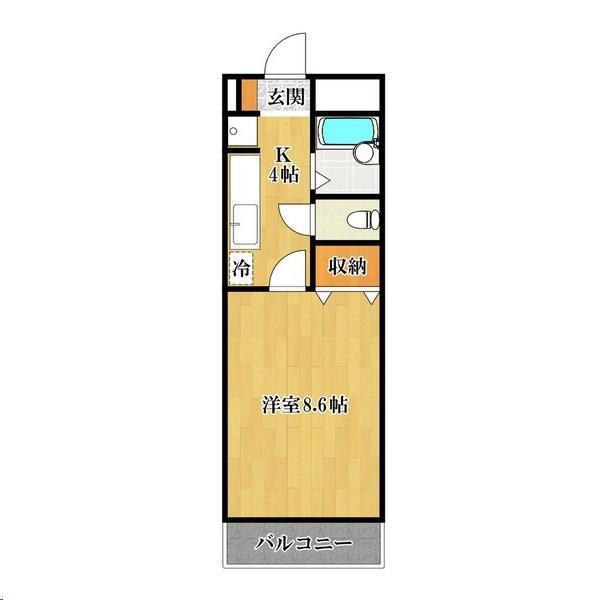 グレイスハイツ山手町(1K/2階)の間取り写真