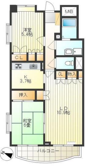 マノワールー三鷹市中原1丁目-(2LDK/1階)の間取り写真