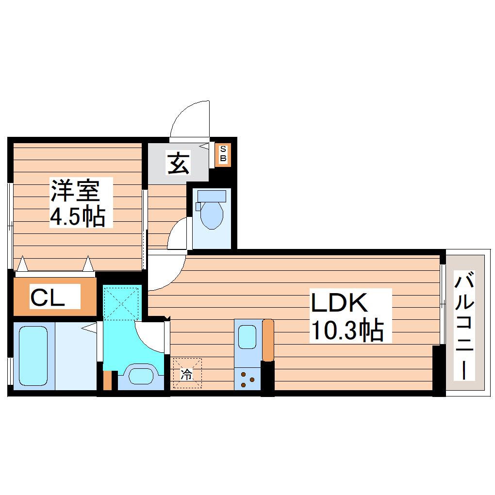 キャトルセゾン南小泉(1LDK/1階)の間取り写真