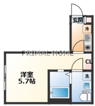 プライム大口(1K/2階)の間取り写真