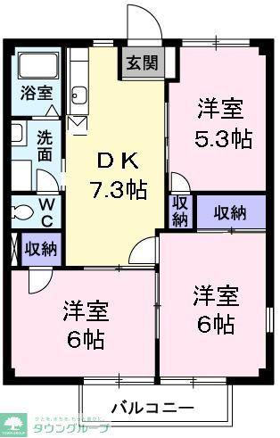 あきる野ビューラー(3DK/2階)の間取り写真