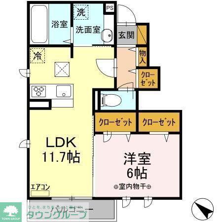 ラリュール(1LDK/1階)の間取り写真