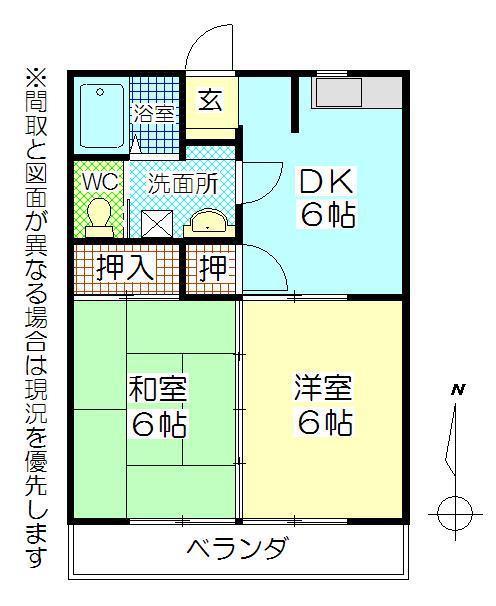 フォレストB/C(2DK/3階)の間取り写真