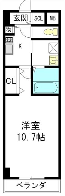 久々利ハイツA棟・B棟(1K/2階)の間取り写真