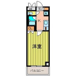 プラウドフラット五橋(1K/2階)の間取り写真