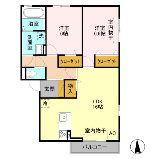 ベルファミーユ(2LDK/2階)の間取り写真