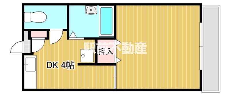 アザレアハイツ蒲池(1DK/3階)の間取り写真