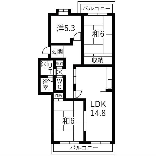 パストラルハイム明徳1番館(3LDK/5階)の間取り写真