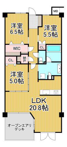 ヴェレーナシティ夙川パークナード1(3LDK/6階)の間取り写真