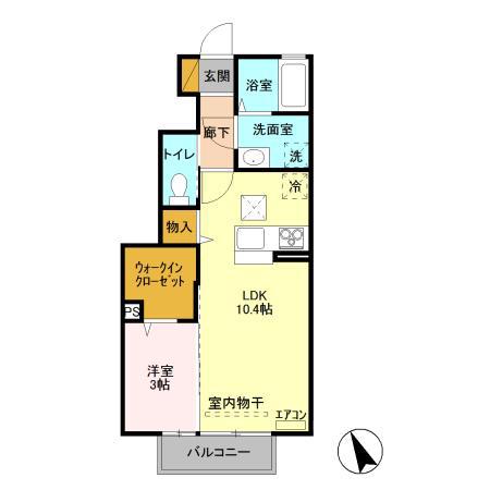 VILLA REN(1LDK/1階)の間取り写真