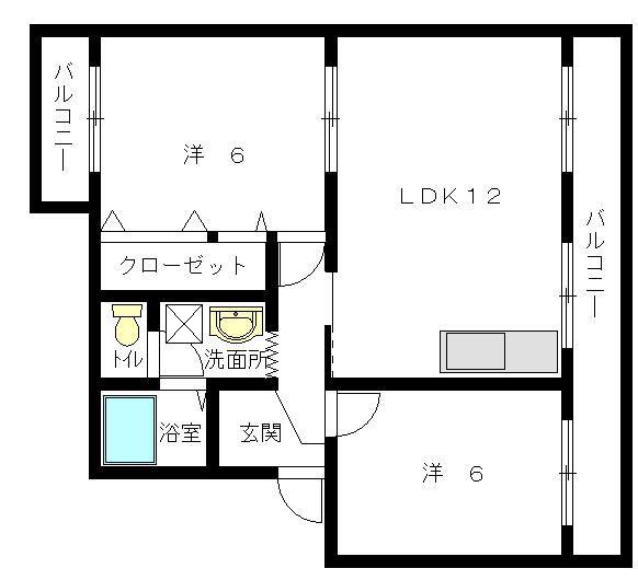 エステート半田山(2LDK/1階)の間取り写真