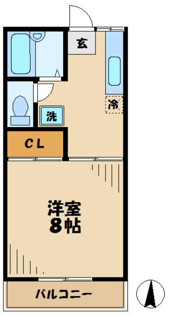 いちかわ中野ハイツ(1DK/2階)の間取り写真