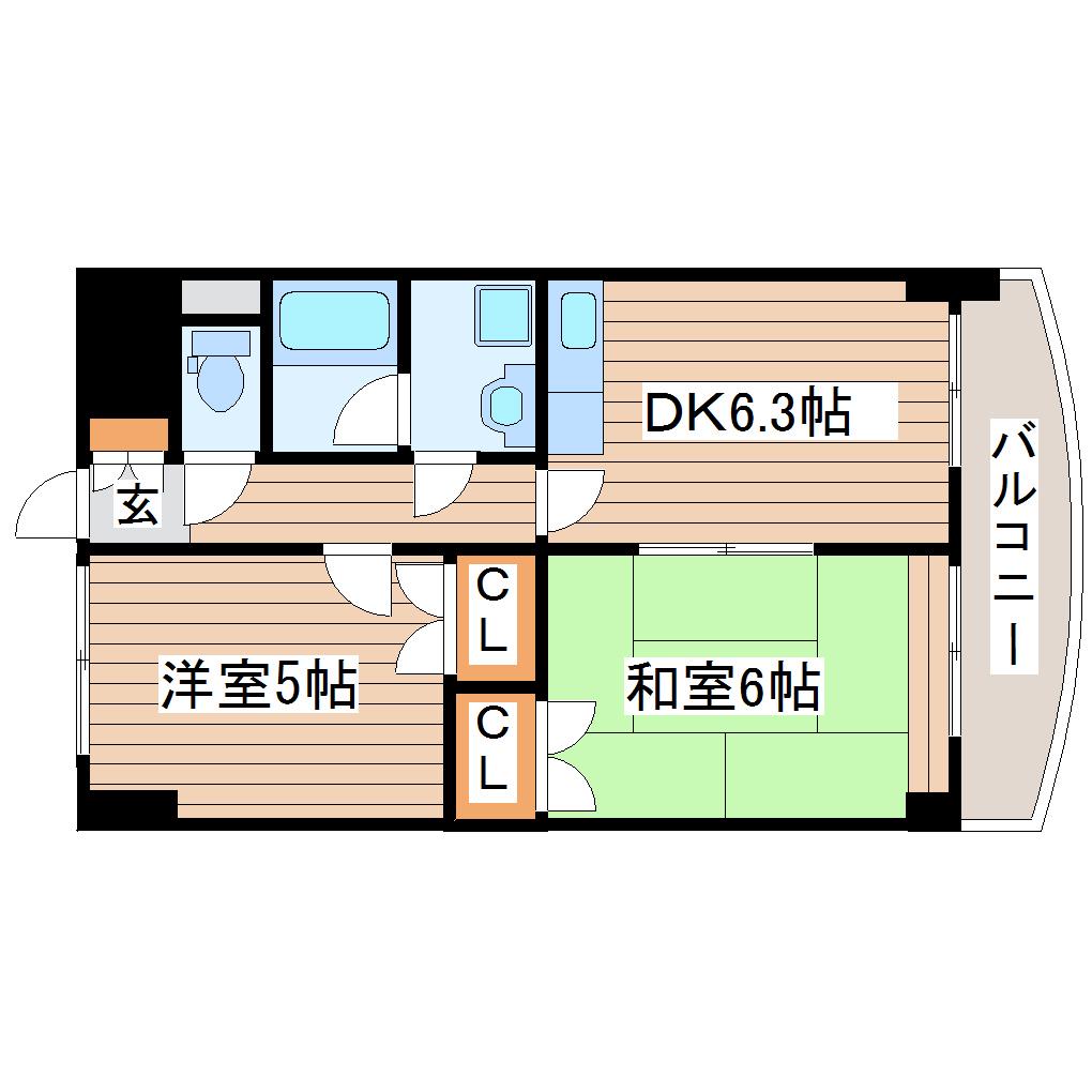 ロイヤルヒルズ柳生III(2DK/5階)の間取り写真