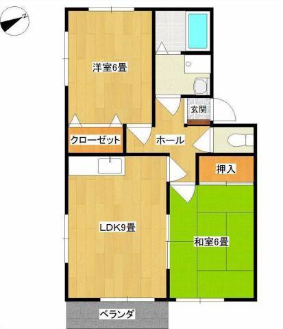 中津・サンフラワー(2LDK/2階)の間取り写真
