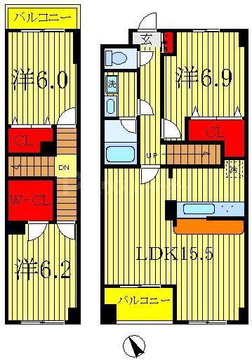 セゾンフルール(3LDK/1階)の間取り写真