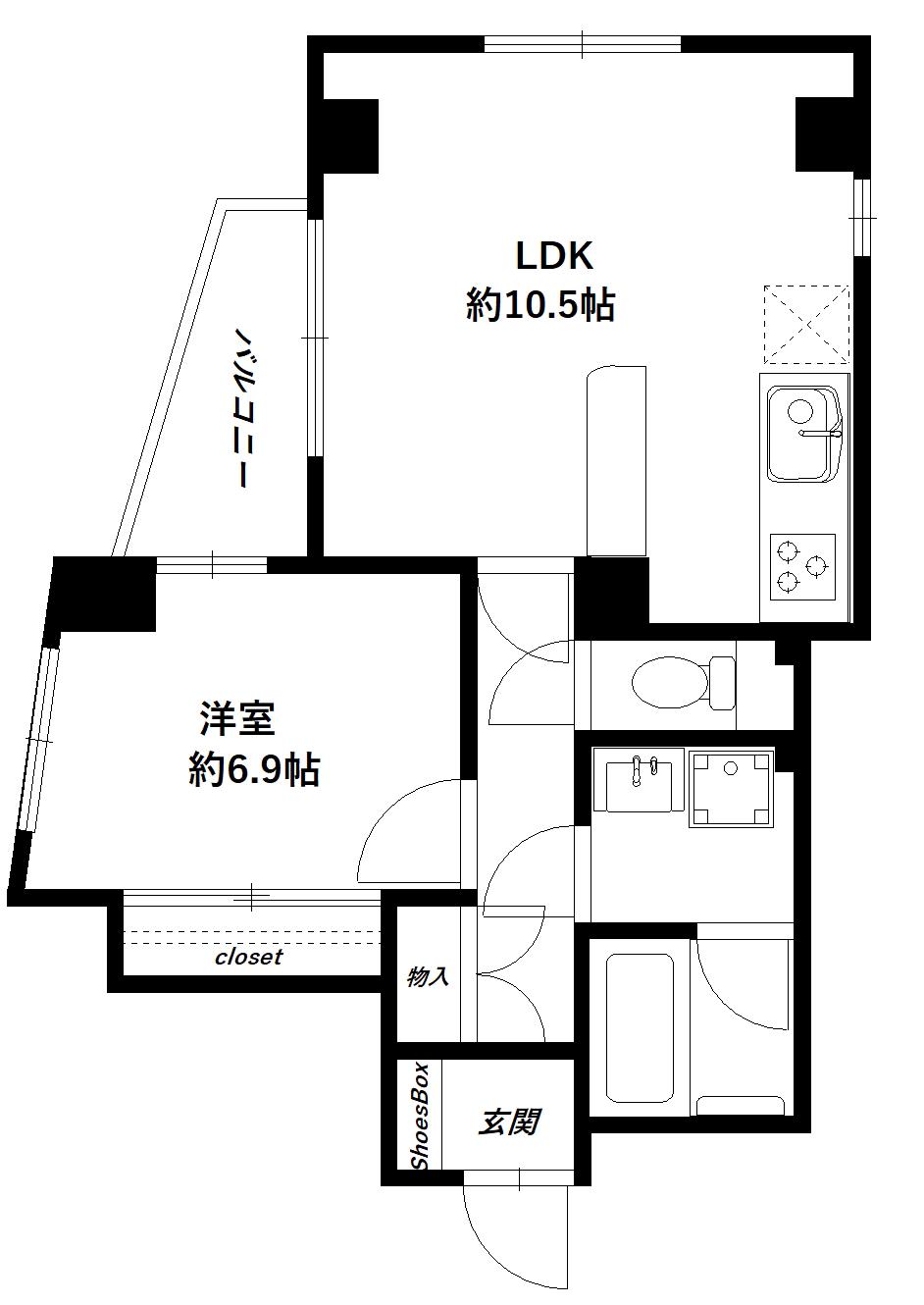 クレセール中板橋(1LDK/1階)の間取り写真