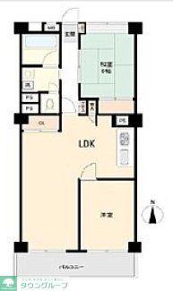 東海浦和マンション(2LDK/2階)の間取り写真