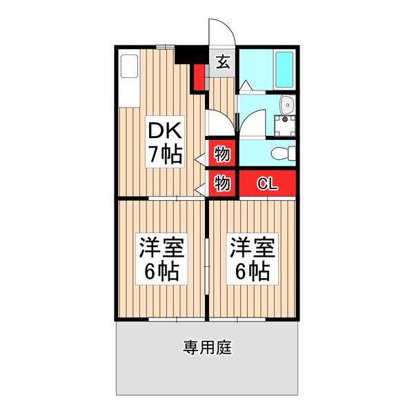 ソレジオ(2DK/1階)の間取り写真