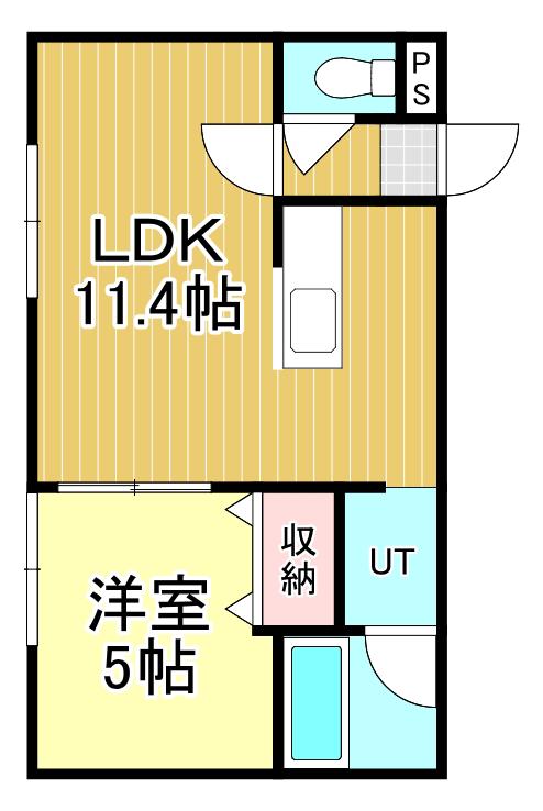 サンシャイン(1LDK/2階)の間取り写真