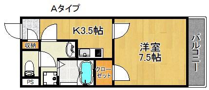 クレイノグランメゾンアオイ(1K/1階)の間取り写真