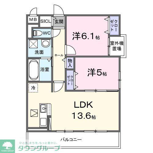 フロレスタ湘南 III(2LDK/1階)の間取り写真