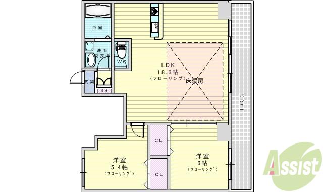 MS.HILLS千里丘サウス(2LDK/6階)の間取り写真